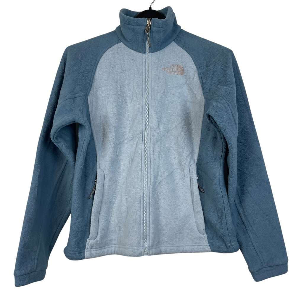 The North Face Womens XS Denali Fleece Jacket Pockets Full Zip 2 Tone Blue